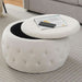 25 Inches Large round Storage Ottoman, Modern Upholstered Ottoman Coffee Table, Soft Velvet Surface, for Living Room, Bedroom, Classic Tufting, Cream