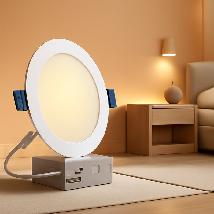 24 Pack 6 Inch Recessed Lighting, 5CCT LED Recessed Light with Junction Box, 2700K-5000K Selectable, 13W Eqv 120W, 1080LM Dimmable Canless Wafer Downlight, LED Ceiling Light ETL Certificated