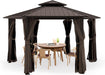 13x15 Ft Hexagonal Gazebo Brown OutdoorLiving Patio