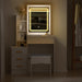 White Vanity Desk With Mirror Lights StorageDrawers