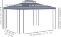 10' X 13' Patio Gazebo, Double Roof Outdoor Gazebo Canopy Shelter with Screen Decorate Corner Frame, for Garden, Lawn, Backyard and Deck, Gray