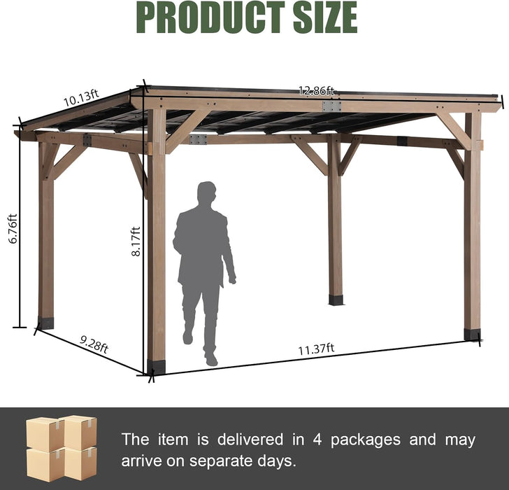 10x12 Cedar Gazebo Gray Weatherproof Sloped Roofing