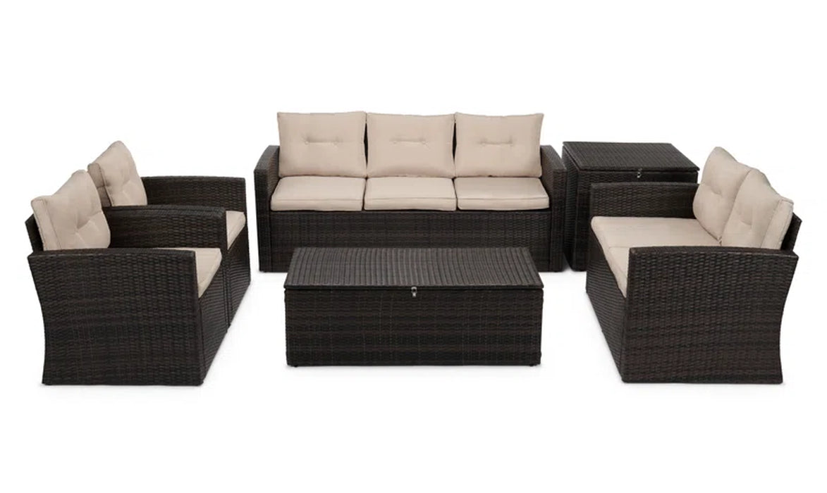 Barrada Rattan 7 - Person Seating Group with Cushions