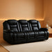 Faux Leather Power Reclining Sofa, Electric 3 Seat Recliner Sofa Chair with USB and Type-C Charging Ports, Overstuffed Armrest and Backrest, Couch Furniture for Living Room, Black