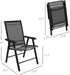 Set of 4 Patio Folding Chairs Armrests Black