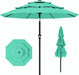 9Ft 3-Tier Patio Umbrellas, Outdoor Umbrella with 8 Sturdy Ribs UV Protection Windproof, Market Table Umbrella W/Push Button Tilt & Crank for Pool, Porch, Deck, Garden(Aruba Blue)