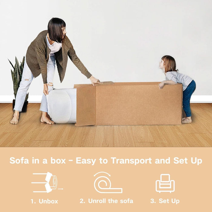 Sofa-In-A-Box, Memory Foam 3-Seater Couch, No Installation & Easy to Transport, Deep Seat Modern Sofa with Corduroy Fabric, Couch for Living Room, Bedroom, Apartment, Home Office,Grey