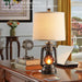 Farmhouse Lantern Table Lamps for Living Room Set of 2 with USB C+A