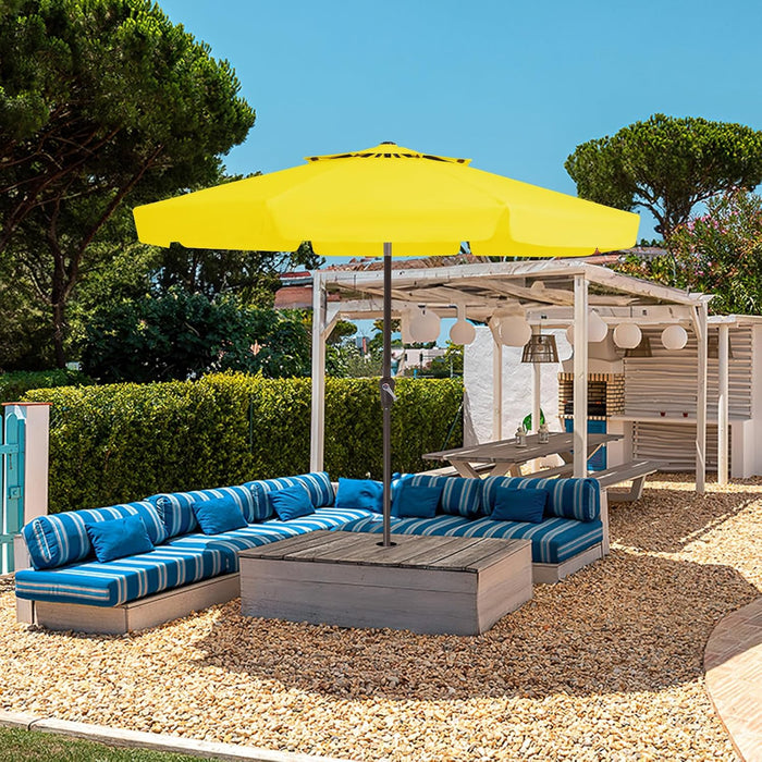 9' 2-Tiers Patio Umbrellas Outdoor Market Table Umbrella W/Push Button Tilt/Crank, 8 Sturdy Ribs, UV Protection Waterproof Sunproof(Yellow)