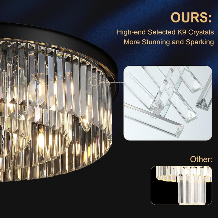 Black 30 Inch Multifacted Crystal Chandelier Light