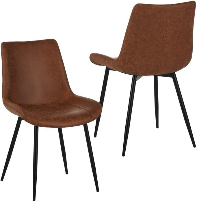 Upholstered Dining Chairs Set of 4 - Water-Resistant PU Leather Kitchen Chairs with 300Lb Capacity, for Dining Room, Office, Coffee Shop.Brown.