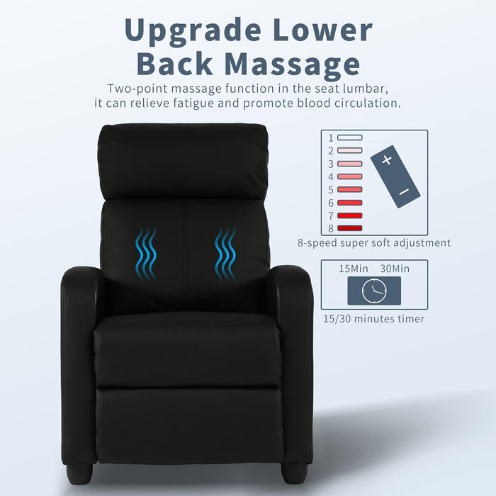 Black Wingback Recliner with Massage