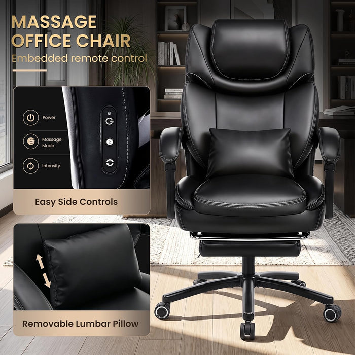 Executive Office Chair with Heat Massage, Footrest & Lumbar Support
