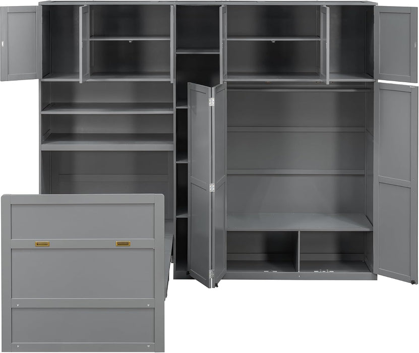 Twin Size Charcoalgray Murphy Cabinet Bed Wardrobe