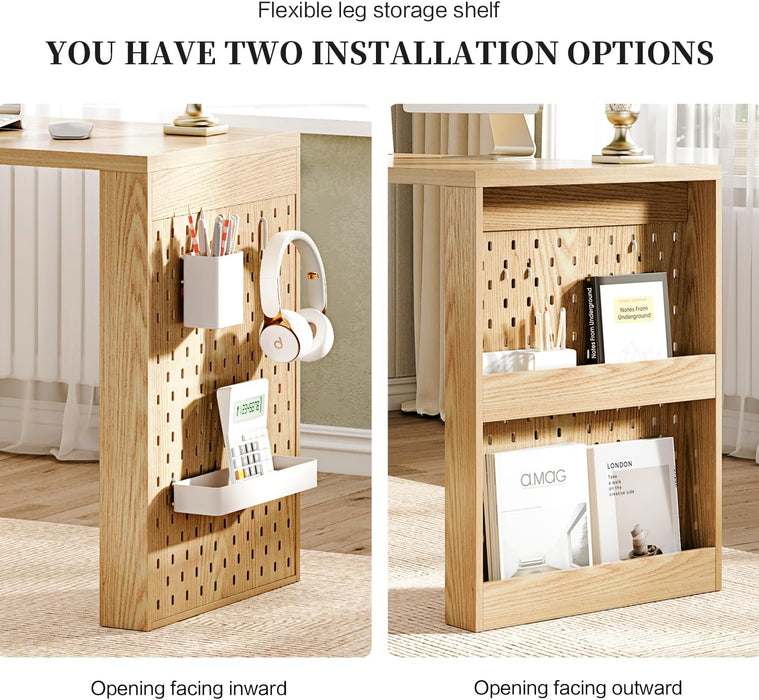 Oak FortySevenInch LShapedCorner Desk With Drawers