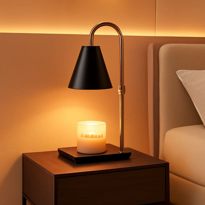 Candle Warmer Lamp with Timer Dimmer, Electric Candle Lamp Warmer for Bedroom Decor, for Women, Mom, Adjustable Metal Candle Lamp, Mom Gifts, Home Decor for House Warming Gifts, Black