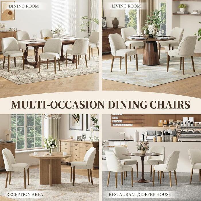 Barrel Modern Dining Chair, Upholstered Dining Chairs Set of 4, Beige
