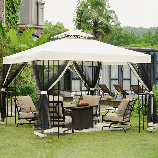 10X10 Ft Patio Gazebo with Mesh Netting Outdoor Canopy for Backyard, Garden, Pool-Side