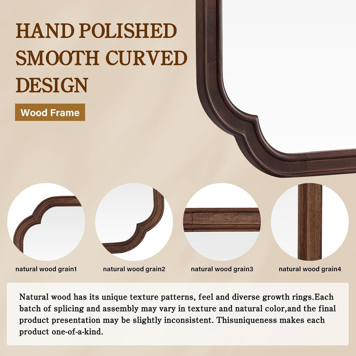 Wood Bathroom Mirrors for Wall Mounted Rustic Wood Frame Wall Mirrors Decorative for Living Room or Bedroom Vanity Mirror (Walnut, 71" L X 24" W)