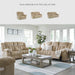 Tip-Off Classic Wall Hugger Power Reclining Sofa with Adjustable Headrest and USB Ports, Light Brown