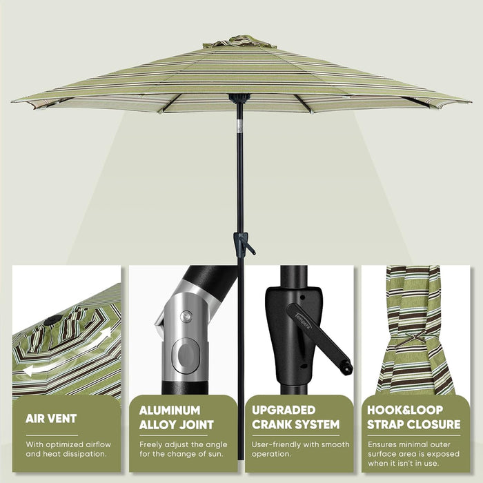 Patio Market Outdoor Table Umbrella with Push Button Tilt and Crank, Large Sun Umbrella with Sturdy Pole & Fade Resistant Canopy, Easy to Set