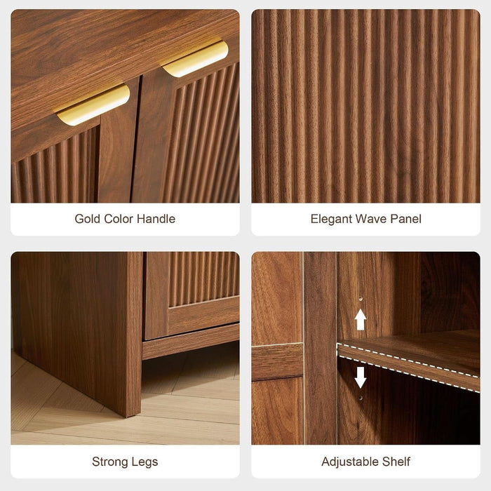 63" Fluted Sideboard Buffet Cabinet with Storage and 4 Doors