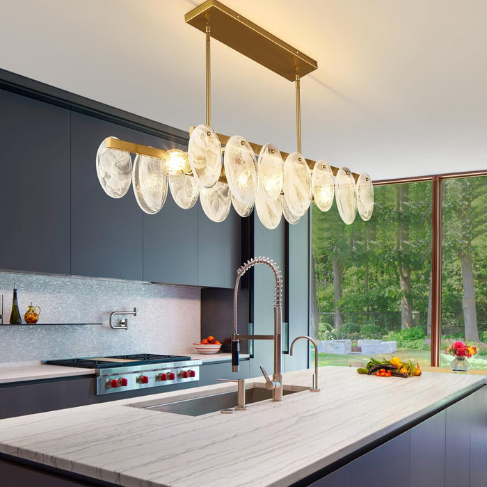 Modern Chandelier - Glass Pendant Light for Dining Room, Living Room, Kitchen Island,Bedroom (A-4 Light 38.2")