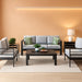 5 Pieces Modern Aluminum Patio Furniture Set, Outdoor Conversation Sets Metal Sectional Sofa with Coffee Table