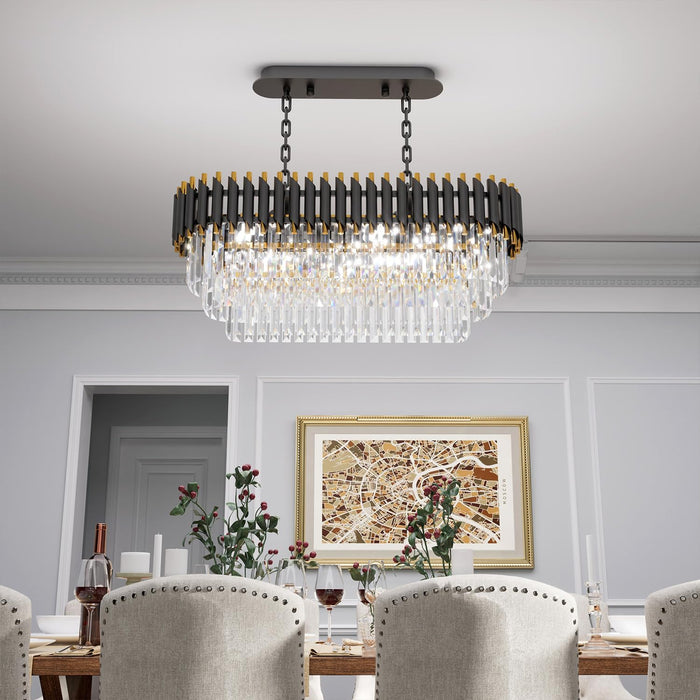 31Inch Black Gold CrystalChandelier PendantLighting