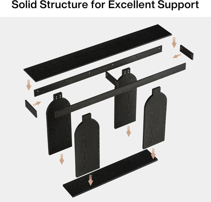 70.9-Inch Extra Long Sofa Table, Farmhouse Console Tables with Wood Frame and Storage Shelf, 2-Tier Wood Table behind Couch for Living Room, Hallway, Foyer, Black