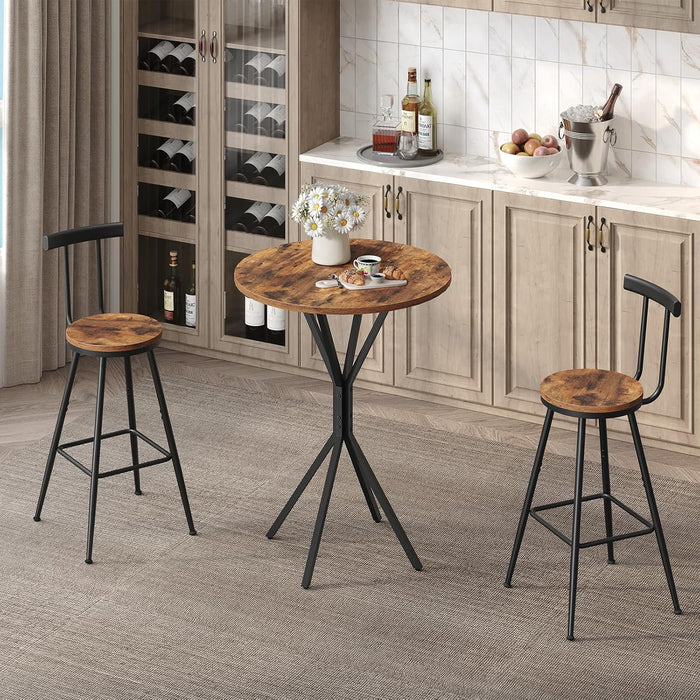 Bar Table, round High Top Pub Table, 36.2'' Tall Cocktail Table, Metal Frame, Industrial Style, for Small Space, Bistro, Cafe, Banquet, Restaurant, Rustic Brown and Black BTHR12701