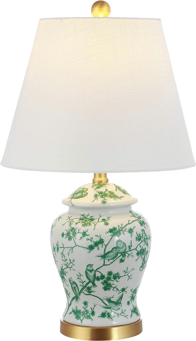 Penelope Ginger Jar 22" LED Table Lamp, White/Green