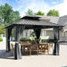 12x12 Aluminum Hardtop Gazebo Grey Weatherproof Roof