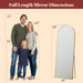 58"X18" Arched Full Length Mirror with Stand, Full Body Mirror with Aluminum Frame, Freestanding/Leaning/Wall-Mounted, Floor Mirrors for Bedroom, Living Room, Entryway, Dressing Room, Gold