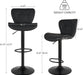 Modern Bar Stools Set of 2, Adjustable Faux Leather Upholstered Swivel Bar Stools, Counter Height Bar Chairs with Back for Kitchen Island, Black