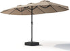 15FT Patio Umbrella, Double-Sided Outdoor Umbrella with Base Included, Large Standing Umbrella with Crank Handle & Ventilation, Rectangular Patio Umbrella for Pool, Backyard, Deck, Lawn & Beach