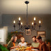 Farmhouse Chandelier for Dining Room: 6-Light Black Industrial Kitchen Island Pendant Light Fixture with 6 E12 Bulbs - Rustic Candle Chandeliers Vintage Modern Hanging Ceiling Lamp for Bedroom