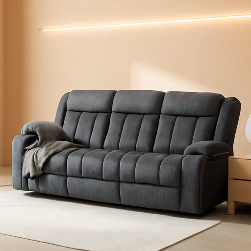 Manual Recliner Chair Set，Fabric Reclining Sofa Chair with Cup Holders, Upholstered Recliner with Side Pockets Suitable for Living Room Furniture (3)