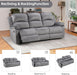 Manual Reclining Couch Set for Living Room, Include 1 Recliner Chair, 3 Seat Sofa, Soft Microfiber Recliner Sofa Furniture Set for Home and Office, Grey