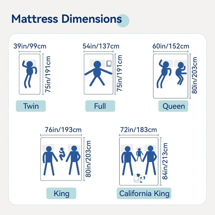 Memory Foam Mattress, Soft Plush Feel, 12 Inch, Queen, White/Grey