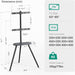 Tripod Easel TV Stand for 43 to 65 Inch LCD Led Screen, Height Adjustable and Swievel TV Stand, Portable TV Floor Stand with Wooden Tray for Bedroom, Living Room, Studio, Metal Black