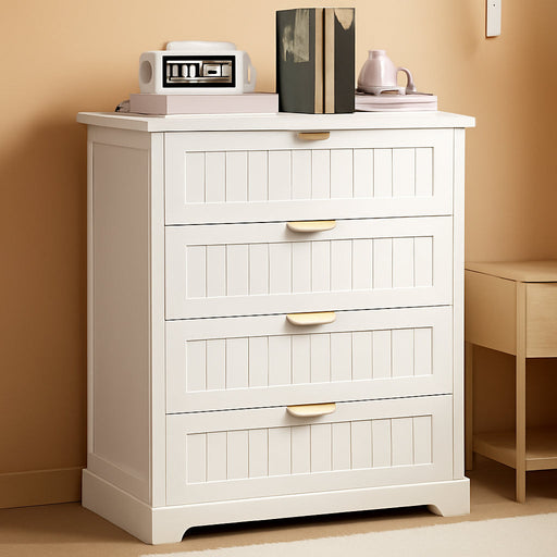 White 4 Drawer Dresser Modern Farmhouse Bedroom Storage Chest