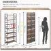 7 Tiers No Assembly Book Shelves, 72.4" H Folding Bookshelf Bookcase Open Industrial Foldable Shelves for Bedroom, Living Room, Home Office - Rustic Brown Black