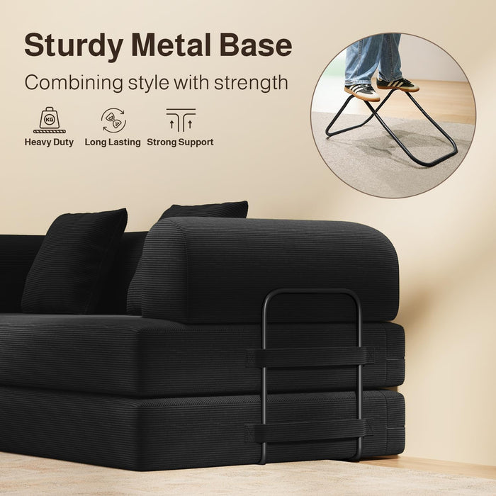 78.8 Inch Convertible Sofa Bed Removable Armrests