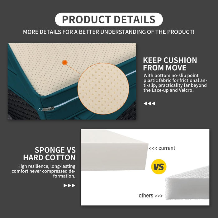 Patio Furniture Set 5 Pieces Outdoor Furniture Sets Patio Couch Outdoor Chairs Coffee Table Peacock Blue Anti-Slip Cushions and Waterproof Covers