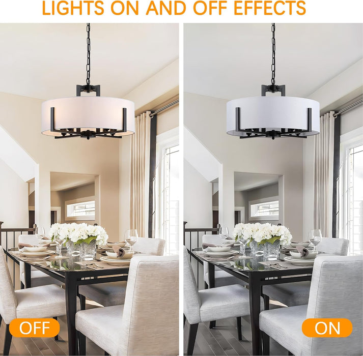 Black Drum Chandelier Eight Light Pendant Fixtures