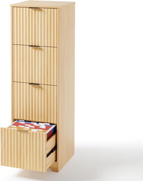 Contemporary Oak Filing Cabinet Featuring Four Drawers