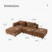 Soft Corduroy Sectional Modular Sofa Set, Modern L-Shaped Chaise Couch for Living Room, Apartment, Office, Small Spaces, Orange Brown