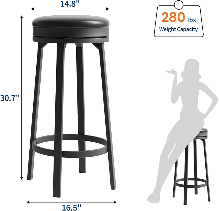 30'' Swivel Bar Stools Set of 2 with PU Leather Cushion