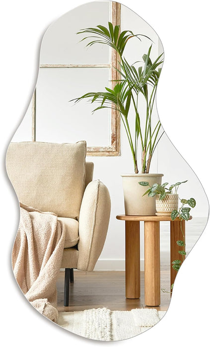 Irregular Wall Mirror Asymmetrical Mirror, 34''X20.5'' Decorative Modern Mirrors for Bathroom Bedroom Living Room Entryway, Cloud Frameless Mirror, Wall Mounted (34''X20.5'', Cloud)